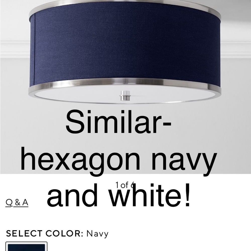 Pottery Barn Kids Hexagonal Navy and White Chandelier- NEW IN PACKAGE